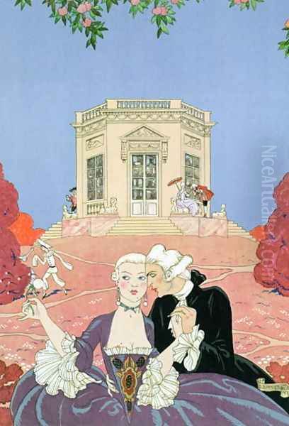 The Indolents, illustration for 'Fetes Galantes' Oil Painting by Georges Barbier