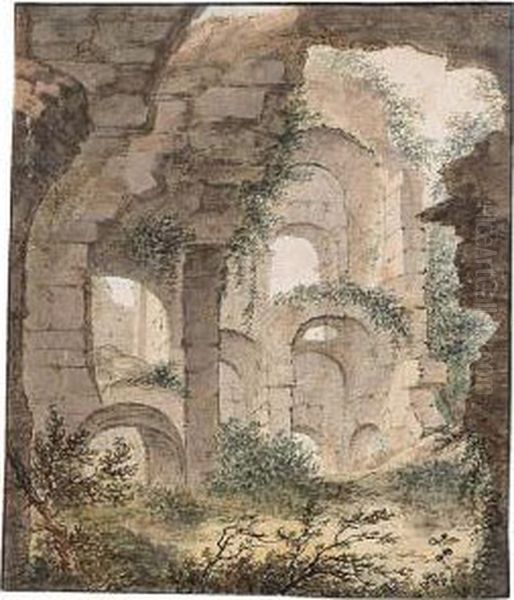 Roman Ruins Oil Painting by Theodoor Wilkens