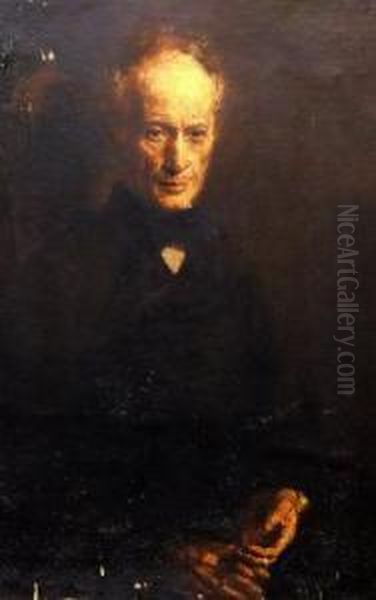 Portrait Of A Man Seated Wearing A Black Jacket And Neck Tie Oil Painting by Sir David Wilkie