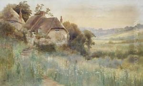 Country Cottages Oil Painting by Arthur Stanley Wilkinson