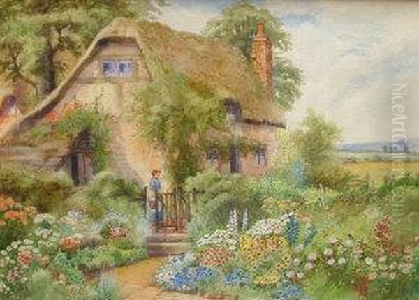 Cottagegarden In Full Bloom Oil Painting by Arthur Stanley Wilkinson