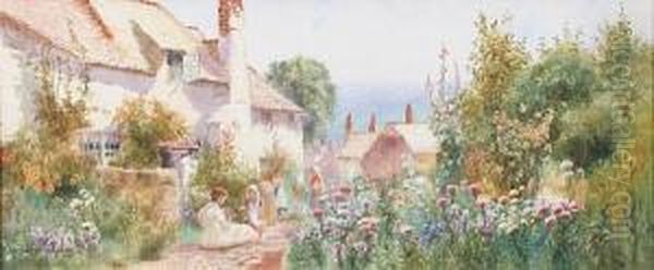 A Devonshire Garden Oil Painting by Arthur Stanley Wilkinson