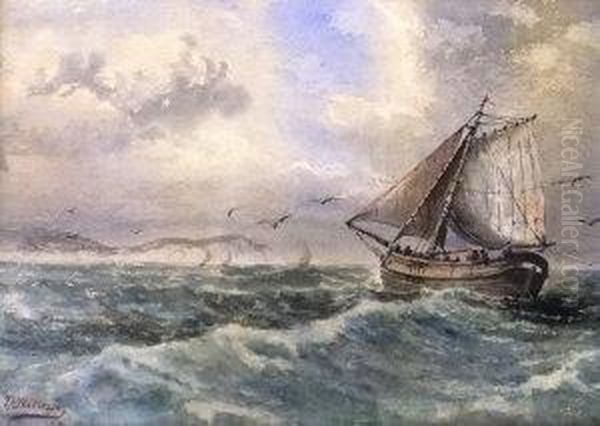 Shipping Scene Off The Isle Of Wight Oil Painting by Thomas Harrison Wilkinson