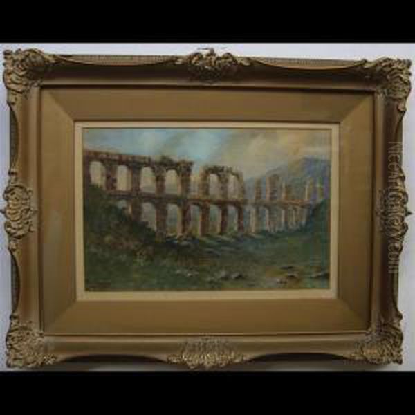 Ruins Of An Old Roman Aqueduct 3 Miles From Tarragona,spain by Thomas Harrison Wilkinson