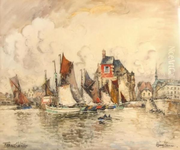 Voiliers Dans Port D'honfleur Oil Painting by Frank Will