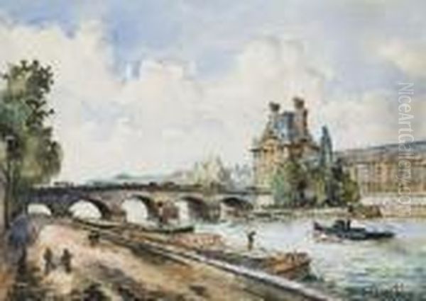 Le Louvre Et Le Pont Du Caroussel Oil Painting by Frank Will