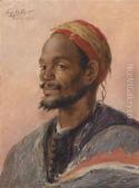 Portrait Of A Moroccan Oil Painting by Ferdinand Willaert