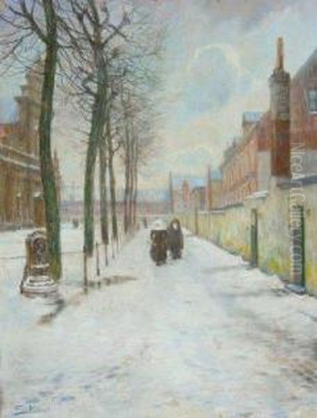 Beguinage A Gand L'hiver Oil Painting by Ferdinand Willaert