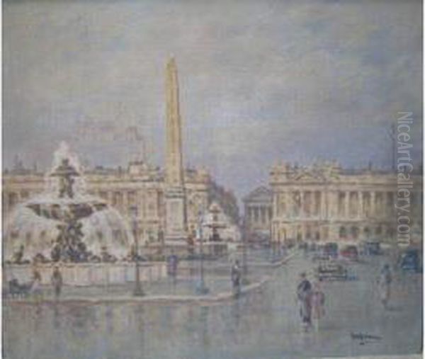 Place De La Concorde Oil Painting by Louis Willaume