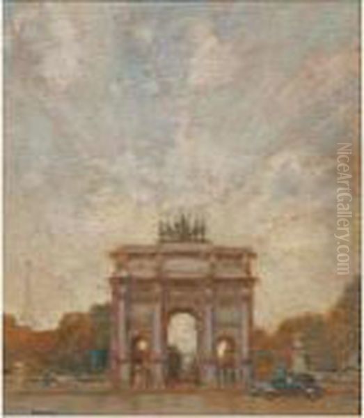 L'arc De Triomphe Du Caroussel Aux Tuileries Oil Painting by Louis Willaume