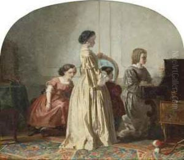 A Musical Interlude Oil Painting by Pieter Willem