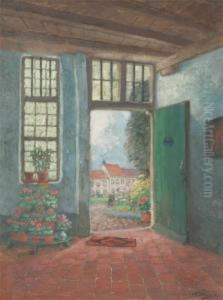 Interior With View On The Beguinage Oil Painting by Adolphe Willems