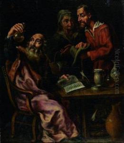 La Visite Chez Le Medecin Oil Painting by Abraham Willemsens