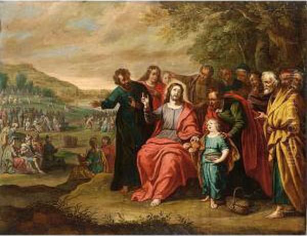 The Feeding Of The Five Thousand Oil Painting by Abraham Willemsens