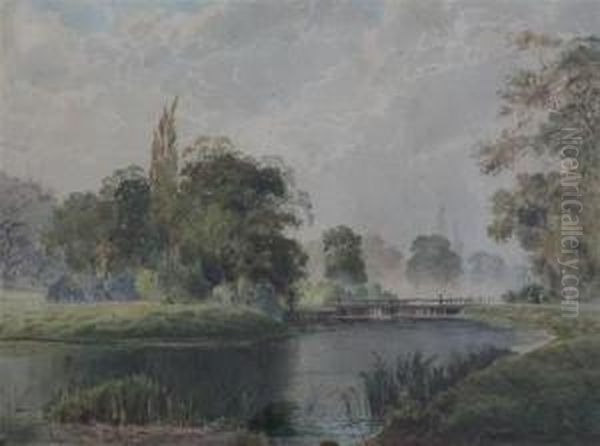 River Landscape Oil Painting by Arthur Willett