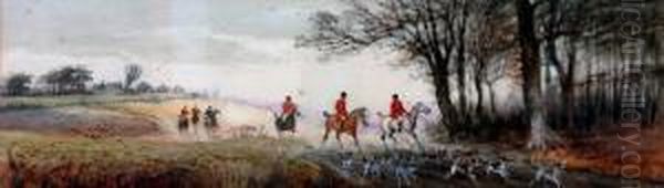 A Day's Hunting - Four Foxhunting Scenes Oil Painting by Arthur Reginald Willett