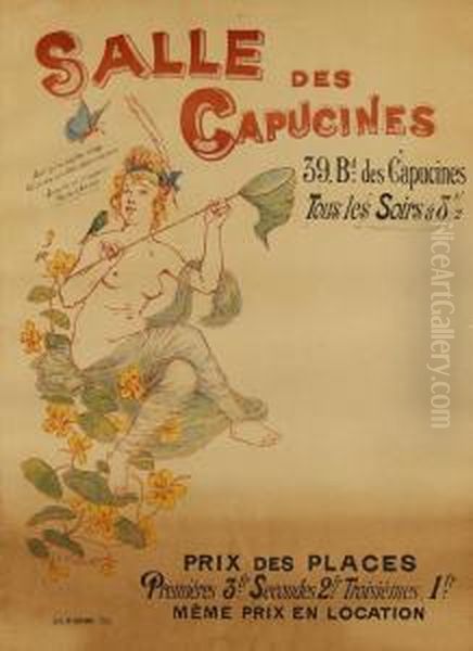 Plakat: Salle De Capucines 39, Bd Oil Painting by Adolphe Willette