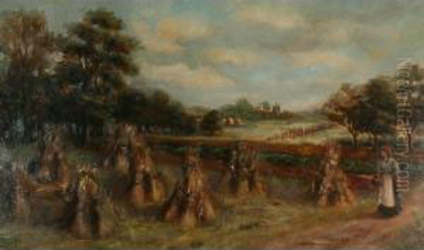 Corn Stacks, Oil Painting by Annie Williams