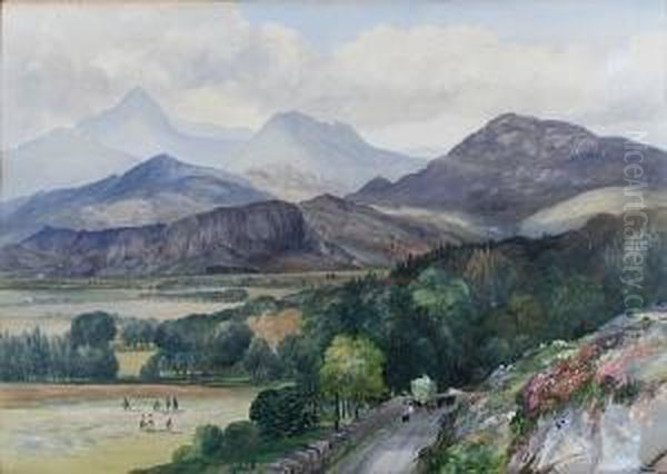 Snowdon From Between Bedgellert Andtanny-bwlch Oil Painting by Caroline Fanny Williams