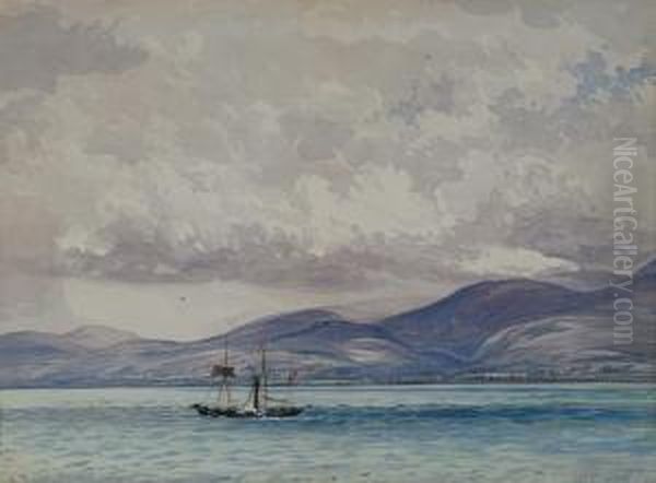 View Of Penmaen Mawr From Beaumaris, Anglesey Oil Painting by Caroline Fanny Williams