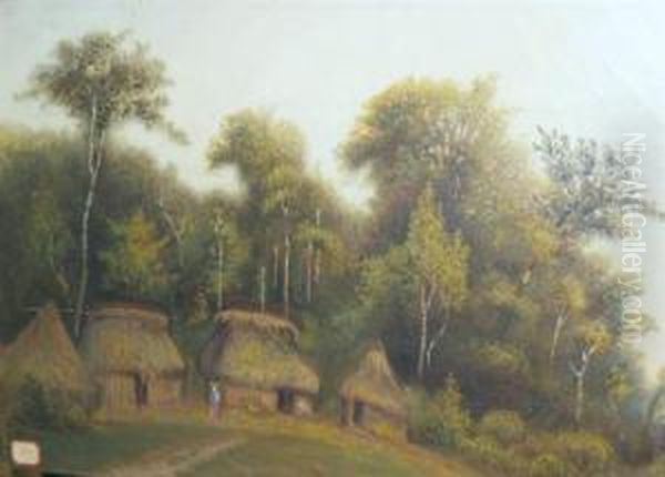 Indian Village Oil Painting by Dwight Williams