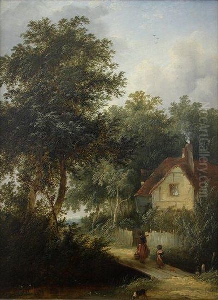 Milkmaid And Daughter By Cottage Oil Painting by Edward Jr Williams