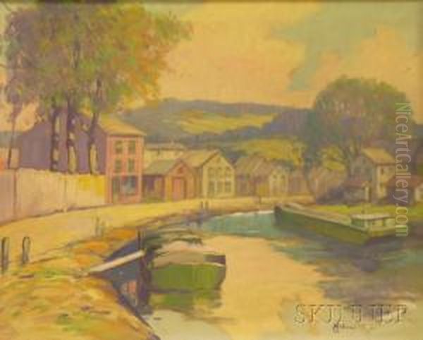 Town View With Canal Oil Painting by Graham Williams