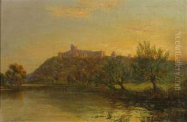 Landscape With Castle At Sunset Oil Painting by Graham Williams