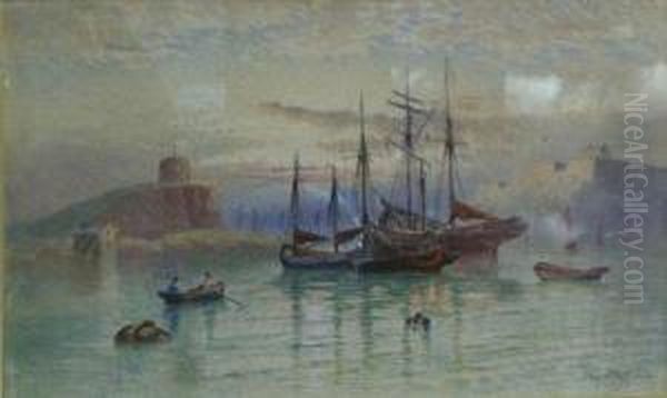 Shore Scenes With Beached Vessels Oil Painting by Harry Williams