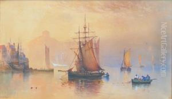 A Misty Morning On The Castlewater, Plymouth Oil Painting by Harry Williams