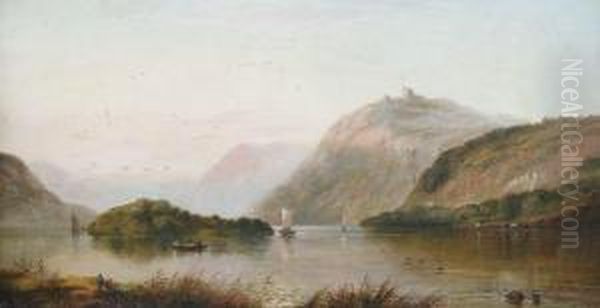 Abendliche Rheinlandschaft Mit Der Burg Hammerstein Oil Painting by James Francis Williams