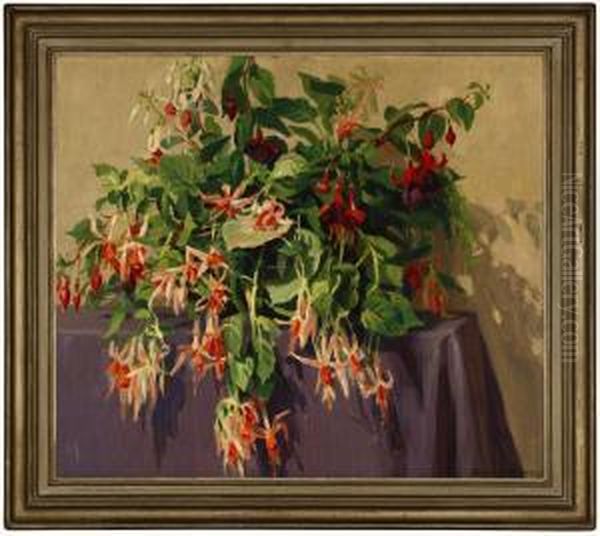 Fuchsia Still Life Oil Painting by Mary Belle Williams