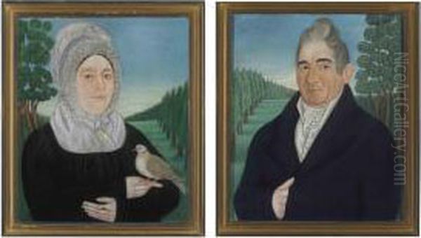 A Pair Of Portraits Of Mr. And Mrs. George Clark Oil Painting by Micah Williams