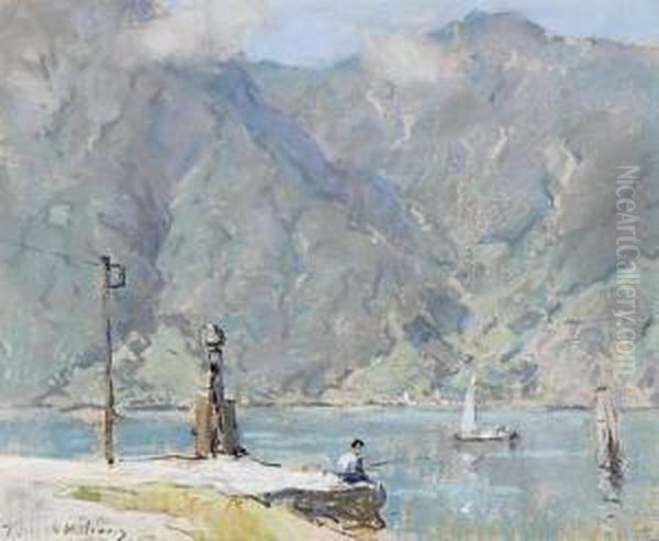 Lake Lucerne, Fuellen, Switzerland Oil Painting by Terrick John Williams