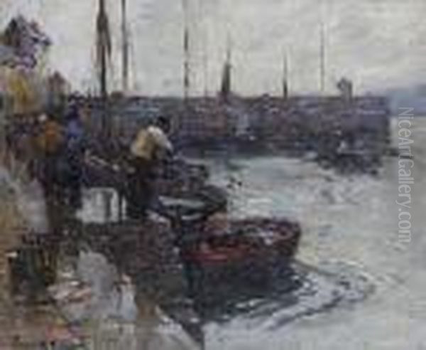 Aberdeen Harbour View Oil Painting by Terrick John Williams