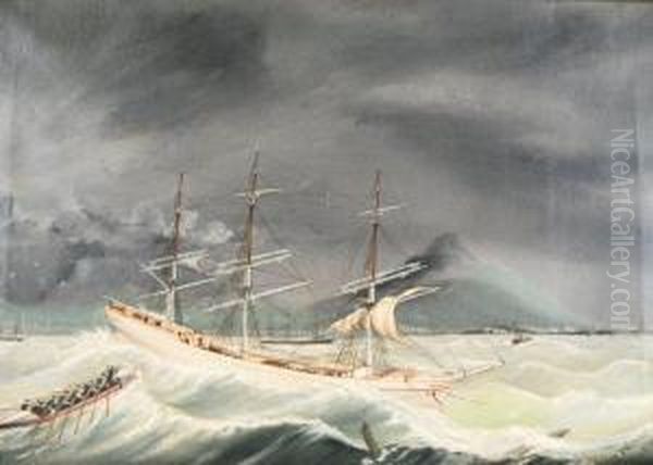 Stormy Seas Oil Painting by T.H. Williams