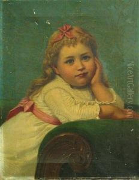 Portrait Of A Young Girl With A Pink Sash Oil Painting by Virgil Williams