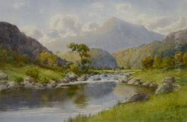 River Llugwy And Moel Sibab Oil Painting by Warren Williams