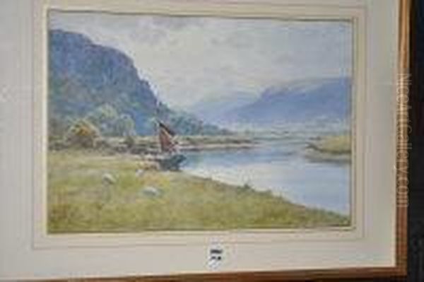 The River Conway At Talycath, North Wales, Looking Towards Bettwyscoed Oil Painting by Warren Williams