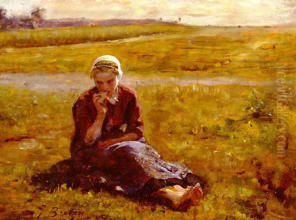 Afternoon Repast Oil Painting by Jules Breton