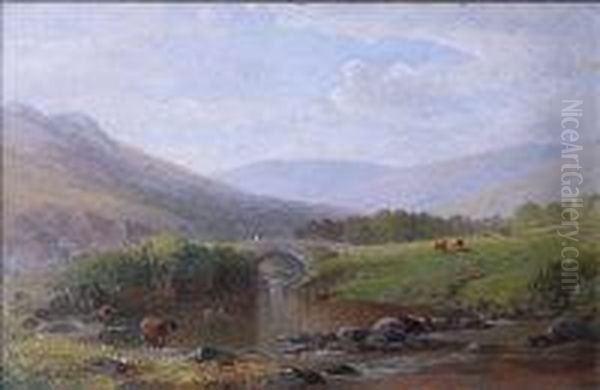 Shilley Bridge, Near South Brent Oil Painting by William Williams