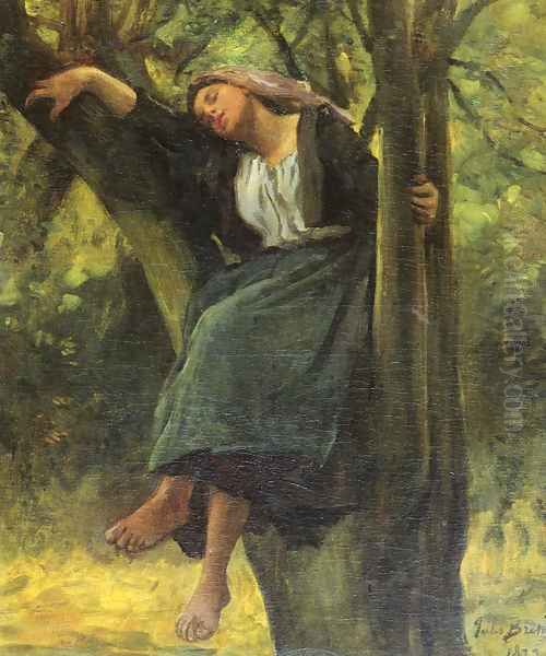 Asleep In The Woods Oil Painting by Jules Breton