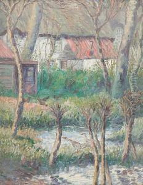 French Farmhouse Oil Painting by Herbert Francis Williams-Lyons