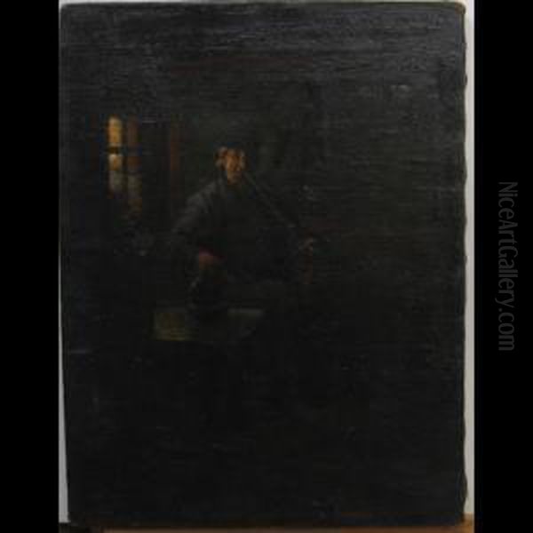 Gentleman By Window Enjoying His And Drink Oil Painting by Albert Curtis Williamson