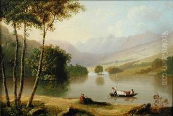 A View Ofderwentwater Oil On Panel 23 X 33cm Provenance: Private Collection Oil Painting by Daniel Alexander Williamson