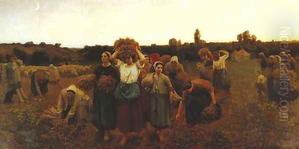 Calling in of the Gleaners Oil Painting by Jules Breton