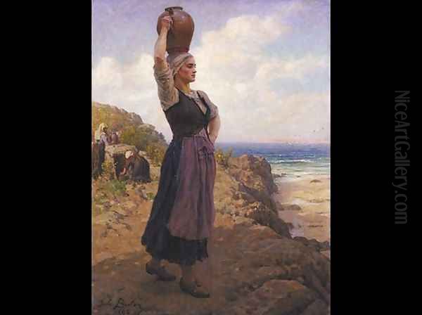 A la Fontaine (At the Fountain) Oil Painting by Jules Breton