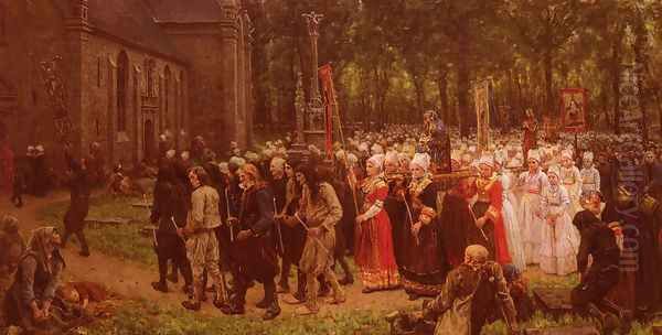 Le Pardon De Kergoat Oil Painting by Jules Breton