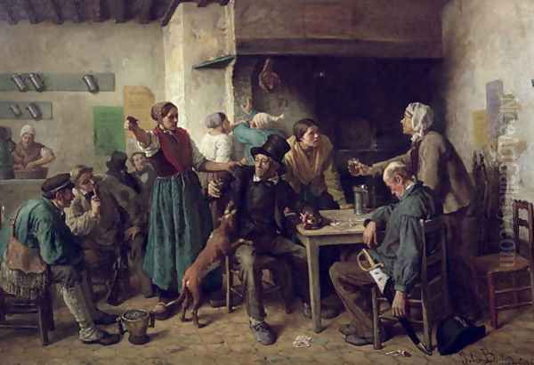 Wine Shop Monday, 1858 Oil Painting by Jules Breton