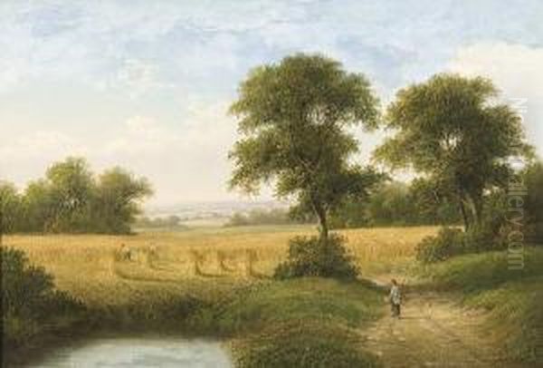 Harvesting In Norfolk Oil Painting by William Henry Williamson